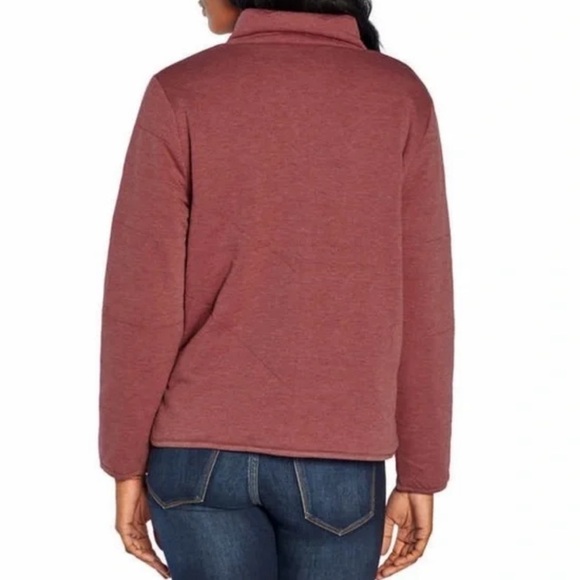 Anthropologie Three Dot Full Zip Quilted Jacket in Heather Tibetan Red, Small - Picture 10 of 13